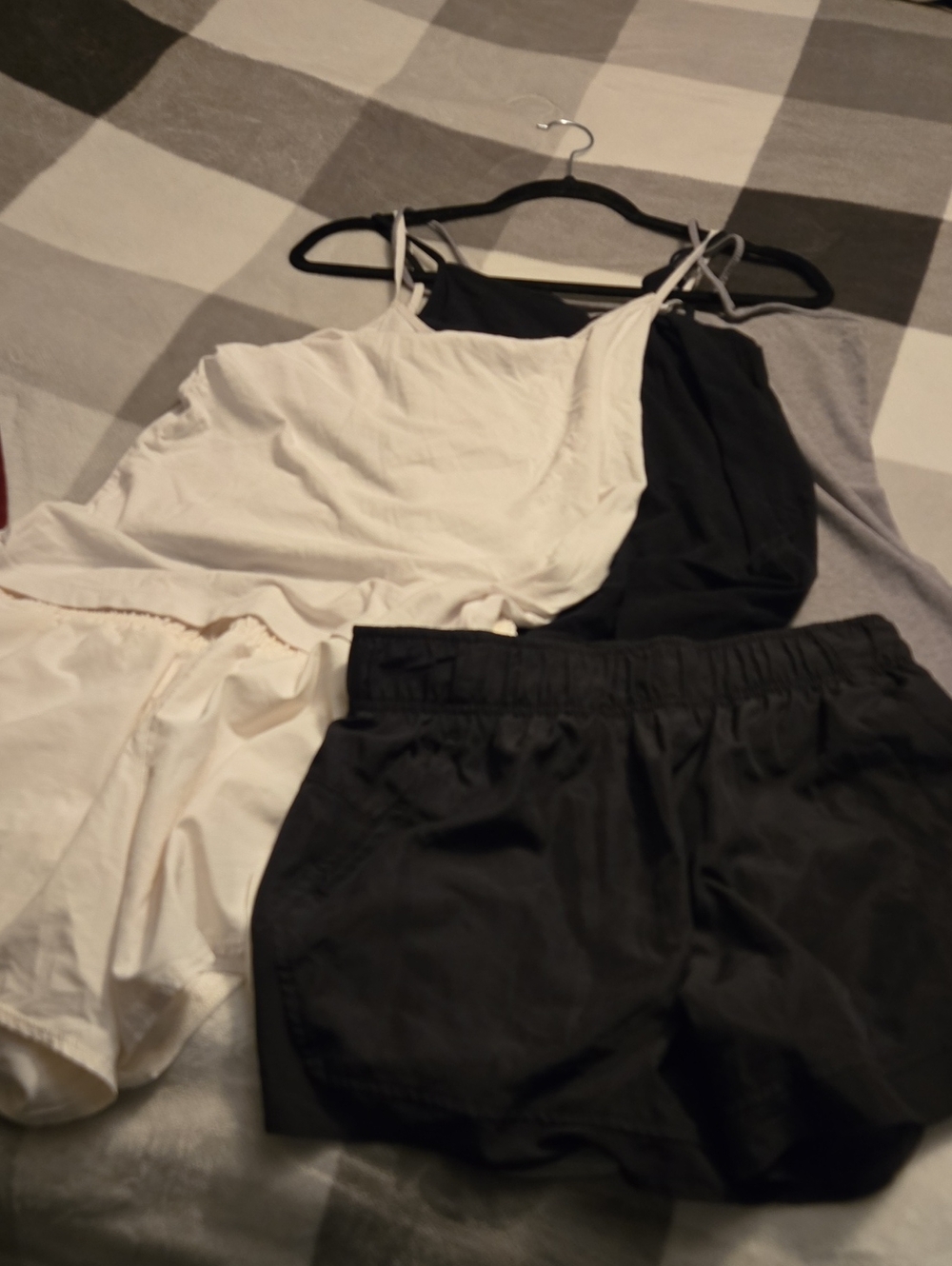 Casual Cami and Shorts Set in Black and Cream